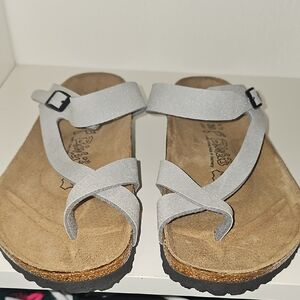 Birkenstock Gray and Brown Sandals